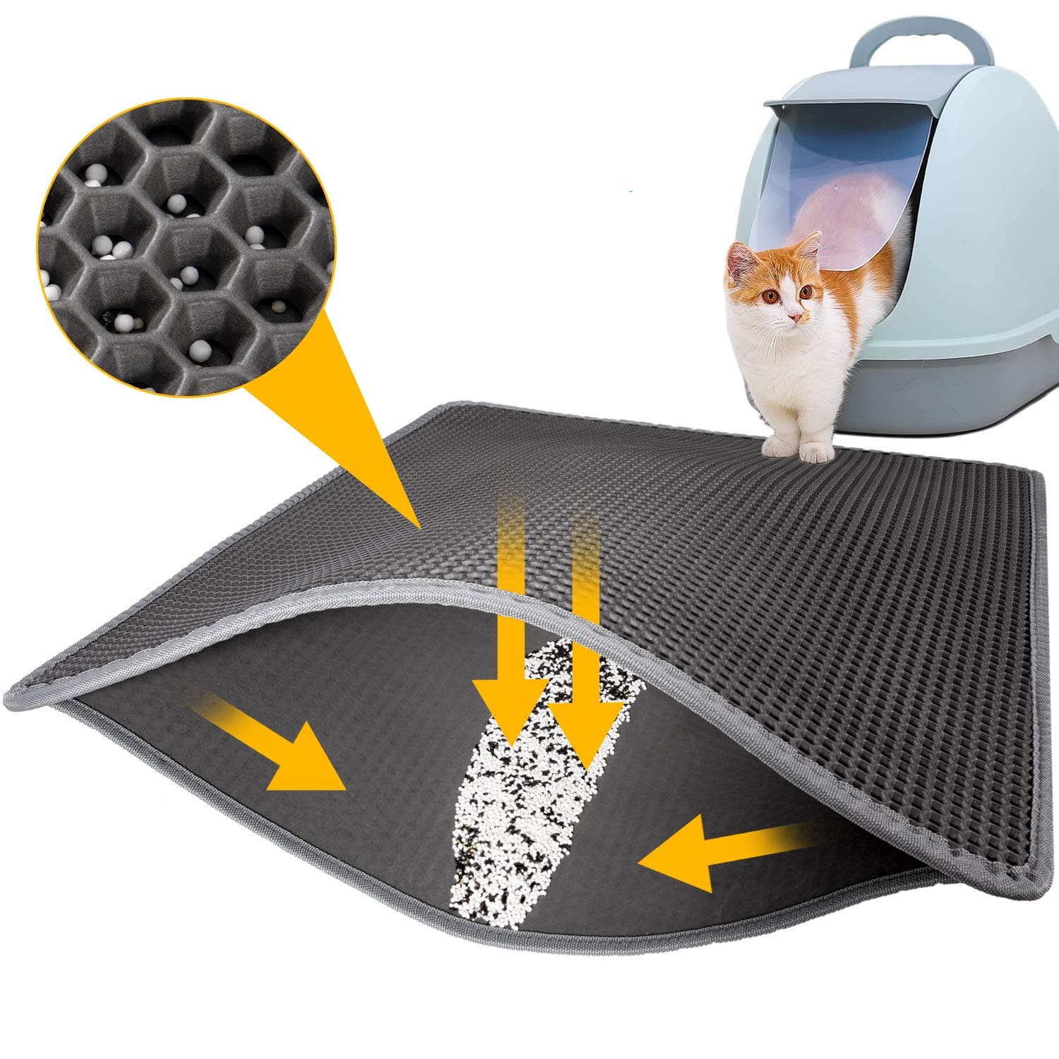 LitterLock Two-Layer Cat Litter Trapper Mat, Waterproof Base, Foldable