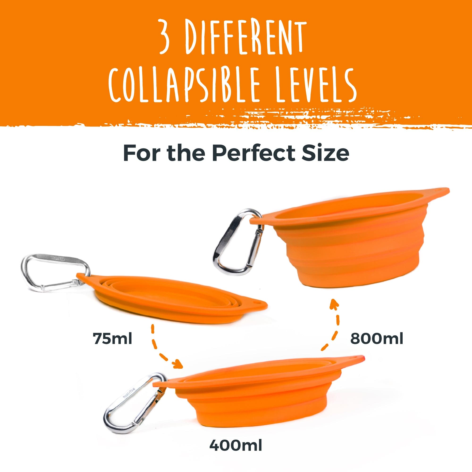 MightyPaw Collapsible Silicone Travel Bowl, Leak-Resistant, Dishwasher Safe (2-Pack)