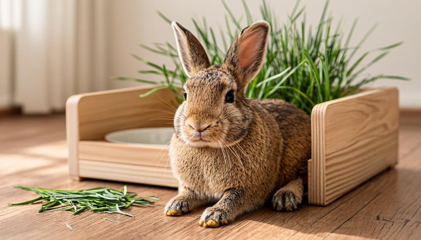 3-in-1 Extra-Large Rabbit Hay Feeder with Litter Box — Wooden Feeding & Toilet Station